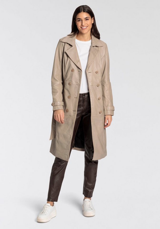 Gipsy Ledermantel GWTaruh OT (2-tlg) femininer Leder-Trenchcoat mit Bindegürtel von Gipsy