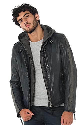 Gipsy Steep Slim Fit Lasanv Männer Lederjacke anthrazit/oliv XL 100% Leder Basics von Gipsy