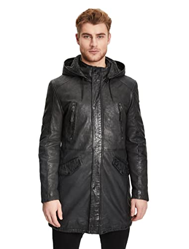 Herren lange Lederjacke Langjacke mit abnehmbarer Kapuze - GMEsmond LCOUNTV W (S, black) von Gipsy