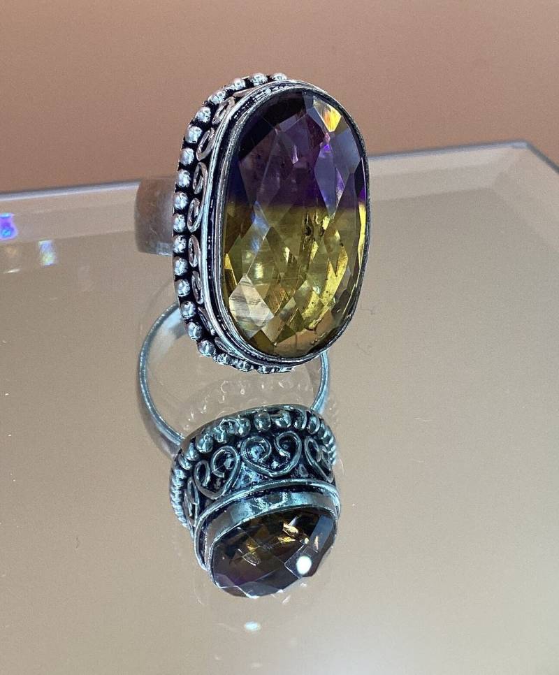 Ametrin Ring Nachlass Benutzerdefinierte Vintage Ameythst Hippie November Februar Geburtstag Geschenk von GipsyJewelers