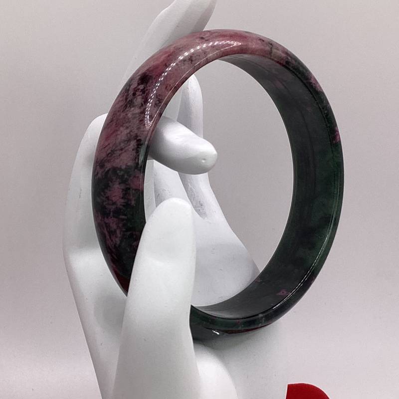 Jade Armband Pfirsich Blumen Zweifarbig Nachlass 1960 Wunderschöner Armreif Verlobungsarmband Geburtstags-Jade-Armband Geschenk von GipsyJewelers