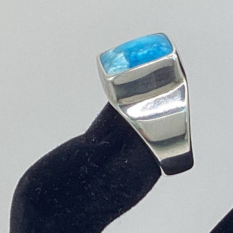 Larimar Ring Nachlass Schöne Handwerkskunst Vintage Designer Art Deco Pinky Unisex Aqua Geburtstagsgeschenk von GipsyJewelers