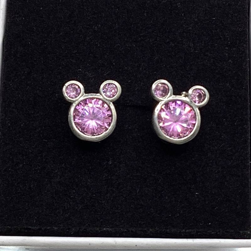 Maus Ohrringe Rosa Oktober Geburtsstein Sterling Silber Mit Platin Geburtstag Valentines Abschlussgeschenk Geburtstagsgeschenk von GipsyJewelers