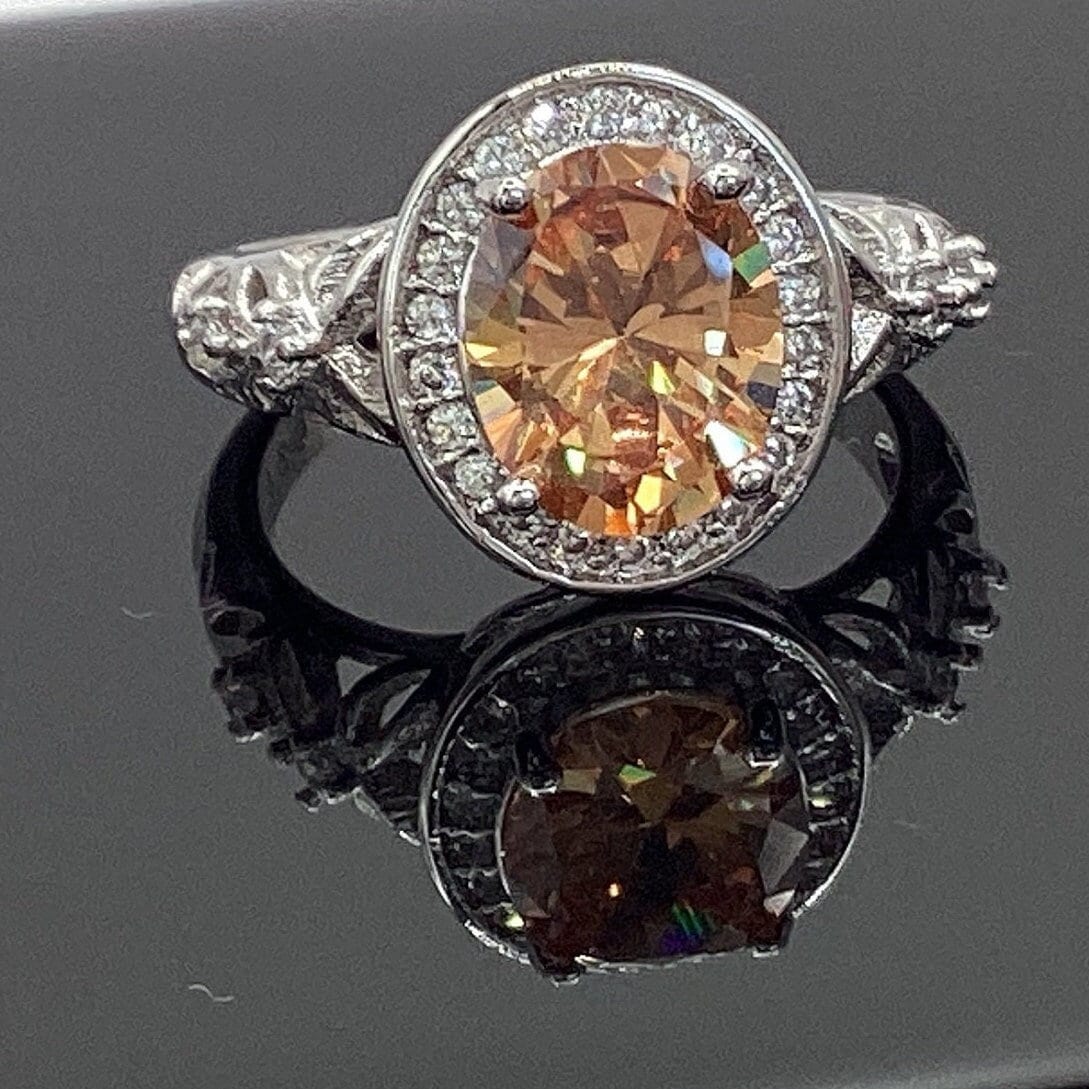 Morganit Halo Ring Oval Mit Cz's Verzierten Champagner Diamant Moissanit Verlobung Geschenk Geburtstagsgeschenk Morganit Halo Ring Oval Mit Cz's Verzierten Champagner Diamant Moissanit Verlobung Geschenk Geburtstagsgeschenk von GipsyJewelers