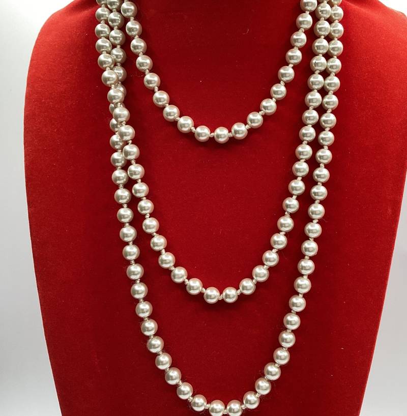 8 Mm Perlenkette Weiße Perlen 56 Zoll Kontinuierliche Strangperlen Juni Hochzeitsgeschenk Braut Mutter Der Jahrestag Geburtstag von GipsyJewelers