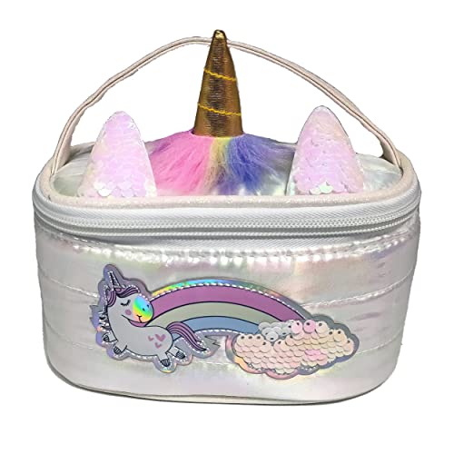 Girabrilla Puffer Unicorn Beauty Case, 1 Mini-Aufbewahrungsbox mit irisierendem Einhorn, überraschend von Girabrilla