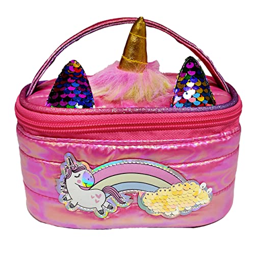 Girabrilla Puffer Unicorn Case Magenta, 1 Mini-Objekthalter Magenta mit irisierendem Einhorn von Girabrilla