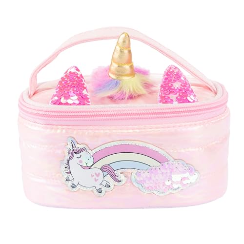 Girabrilla Puffer Unicorn Case Pink, 1 Mini-Aufbewahrungsbox rosa mit irisierendem Einhorn von Girabrilla