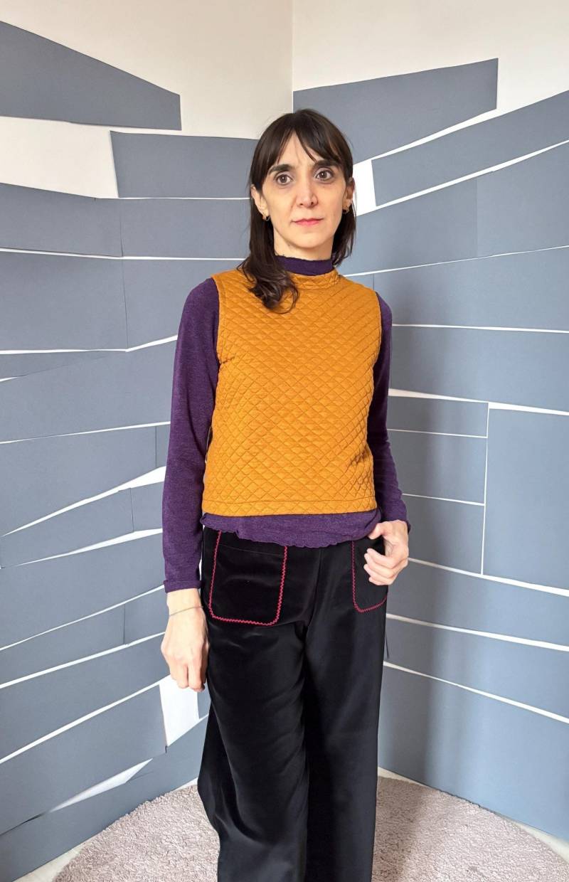 Handgemachte Vintage Gesteppte Baumwolle Senf Weste von GiraeRigira