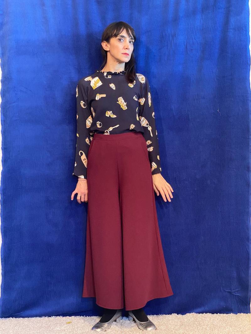 Letzte Stücke Handgefertigte Vintage Bedruckte Viskose Rüschenkragen T-Shirt-Bluse [Krakau Bluse/Mysteriöse Objekte] von GiraeRigira