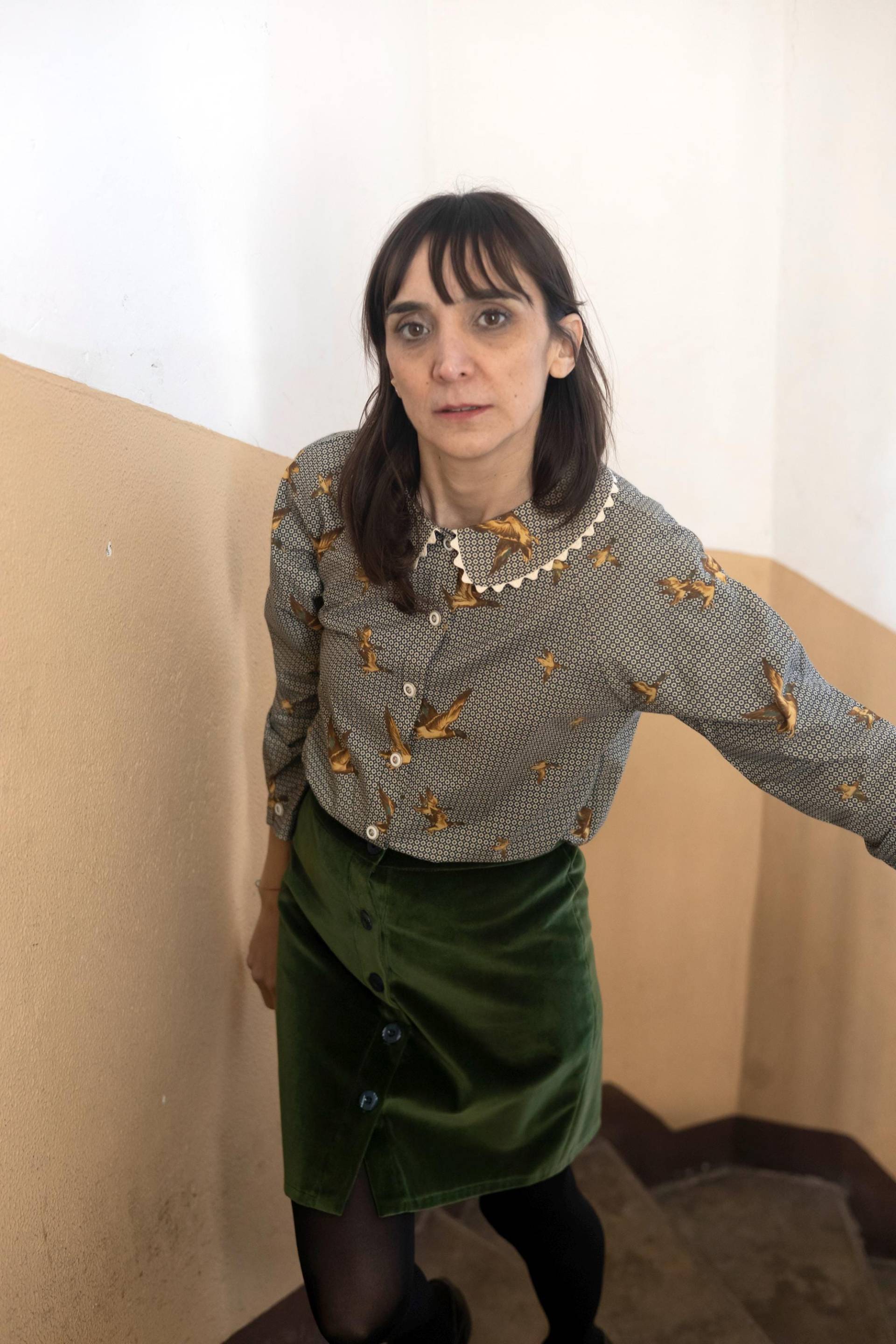 Letztes Stück | Nur Noch Größe S Verfügbar Sofort Lieferbar Duck Print Baumwolle Schwarzes Hemd Mit Kragen, Lange Ärmel [Bronte Bluse/Enten von GiraeRigira