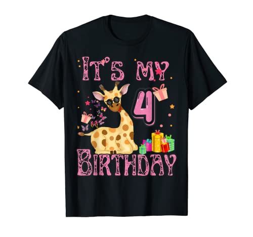 It's my birthday Giraffe 4 Years Old Girls Giraffe T-Shirt It's my birthday Giraffe 4 Years Old Girls Giraffe T-Shirt von Giraffe Birthday