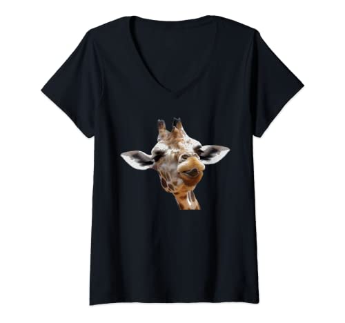 Damen Giraffen Gesicht Niedlich Tierliebhaber Zoo Tierpark Giraffe T-Shirt mit V-Ausschnitt Damen Giraffen Gesicht Niedlich Tierliebhaber Zoo Tierpark Giraffe T-Shirt mit V-Ausschnitt von Giraffe Face Cute Animal