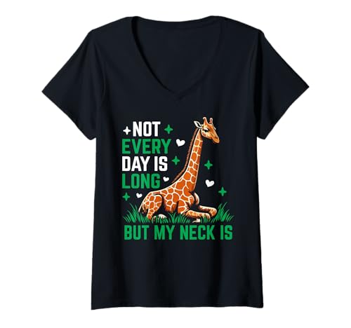 Damen Nicht jeder Tag ist lang, Aber Mein Hals ist eine Giraffe T-Shirt mit V-Ausschnitt von Giraffe Gifts