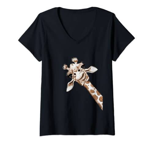 Damen Love Giraffes Damen Shirt Giraffen Liebhaber für Kinder Mädchen T-Shirt mit V-Ausschnitt von Giraffe divertenti regalo costume ragazze donne