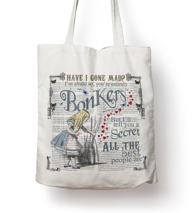 Alice Wonderland Einkaufstasche, Fitnessstudio, Tasche, Pe-Tasche, Schule, Universität Über Der Schulter, Bonkers-Vorhang 38 cm X 40 von GiraffeandCustard