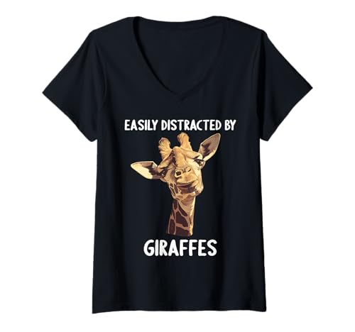 Damen Giraffen Giraffe T-Shirt mit V-Ausschnitt Damen Giraffen Giraffe T-Shirt mit V-Ausschnitt von Giraffen Giraffe Tier Shop