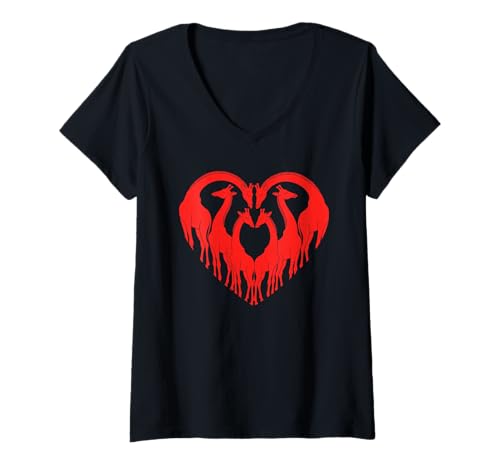 Damen Giraffe Herzform Giraffen T-Shirt mit V-Ausschnitt Damen Giraffe Herzform Giraffen T-Shirt mit V-Ausschnitt von Giraffes Gift For A Giraffe Lover