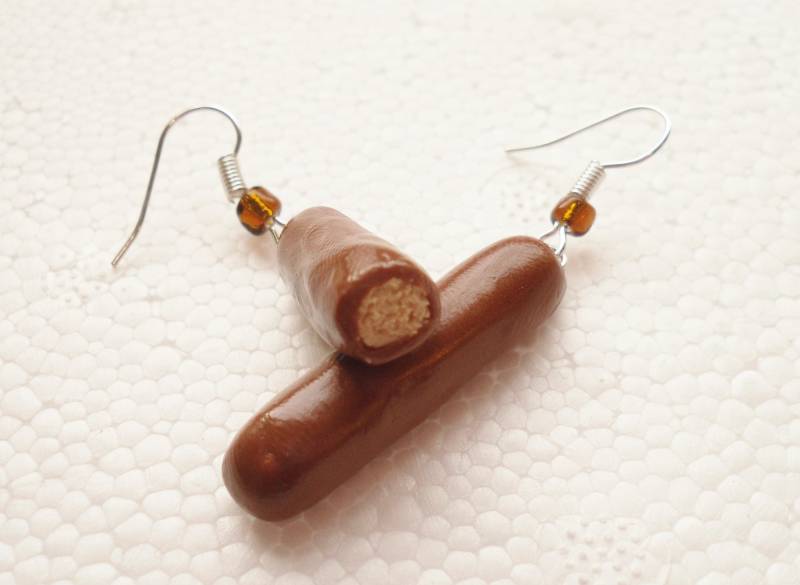 Schokolade Finger Keks Ohrringe. Polymer Clay von GiraffesKiss