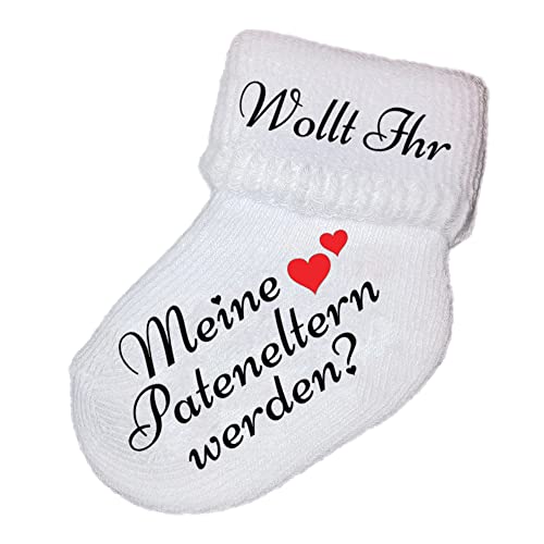 Babysocke Söckchen Paten Taufe Willst Du meine Patentate/Patenonkel werden? Pateneltern Geschenkidee Weiß - Pateneltern von Girahlutions