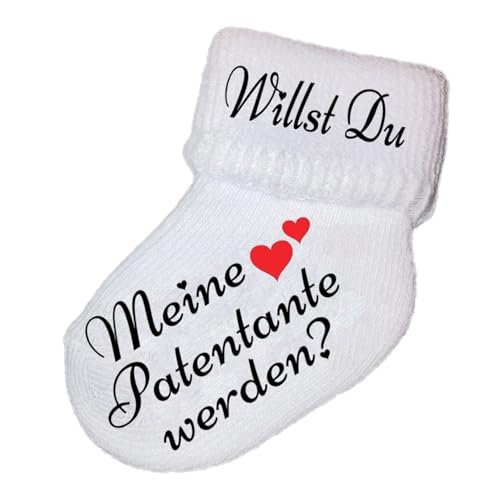 Babysocke Söckchen Paten Taufe Willst Du meine Patentate/Patenonkel werden? Pateneltern Geschenkidee Weiß - Patentante von Girahlutions