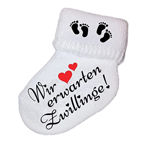 Girahlutions Baby Verkündung Schwangerschaft Babysocke Söckchen Wir werden Eltern Du wirst Papa Oma Opa Tante Onkel Großeltern Wir erwarten Zwillinge von Girahlutions