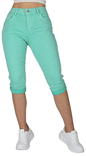 Giralin Damen Caprihosen Baggy Freizeithosen 5-Pocket-Style Damenhosen Regular Waist Hosen 200726 Grün 36 von Giralin
