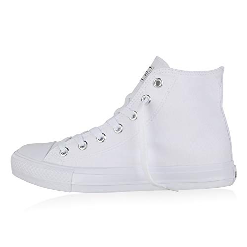 Giralin Damen High Top Sneaker Sportschuhe Kult Schnürer Freizeit Schuhe Sportliche Turnschuhe 177284 Weiss White Total 40 von Giralin