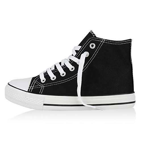 Giralin Damen High Top Sneakers Sportschuhe Schnürer Schuhe 129640 Schwarz Schwarz 38 von Giralin