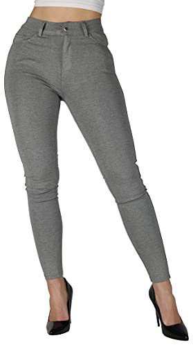 Giralin Damen Hosen Casual Jeggings 5-Pocket-Style Knöpfe High Waist Reißverschluss Skinny Fit High Stretch 200285 Grau 38 von Giralin