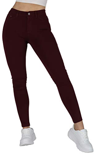 Giralin Damen Hosen Jeggings Casual Skinny Fit Freizeit5-Pocket-Style High Waist High Stretch 200352 Burgund 36 von Giralin