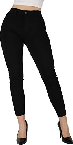 Giralin Damen Hosen Jeggings High Waist Strass Freizeit 5-Pocket-Style Skinny Fit High Stretch 200338 Hosen Schwarz 36 von Giralin