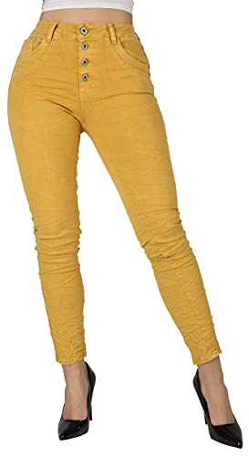 Giralin Damen Jeans Baggy Damenhosen Regular Waist Freizeithosen 5-Pocket-Style Hosen 200742 Dunkelgelb 34 von Giralin