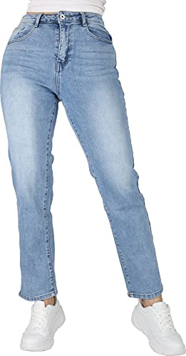 Giralin Damen Jeans Casual Straight Leg Freizeithose High Waist 5-Pocket-Style Hose 200471 Hellblau 36 von Giralin