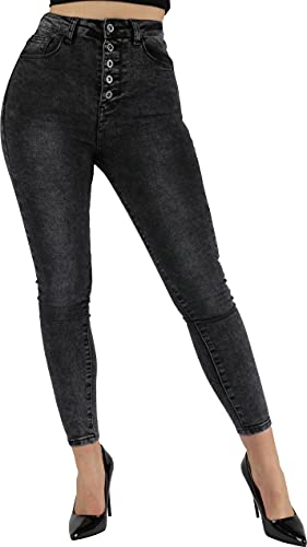 Giralin Damen Jeans High Waist Denim Freizeithose 5-Pocket-Style Damenhose Figurbetonte High Stretch Skinny Fit Hosen 200582 Grau 36 von Giralin