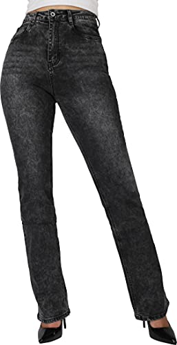 Giralin Damen Jeans Straight Leg Damenhosen High Waist Denim Freizeithosen Used Look 5-Pocket-Style Hose 200851 Grau Grey 38 Giralin Damen Jeans Straight Leg Damenhosen High Waist Denim Freizeithosen Used Look 5-Pocket-Style Hose 200851 Grau Grey 38 von Giralin