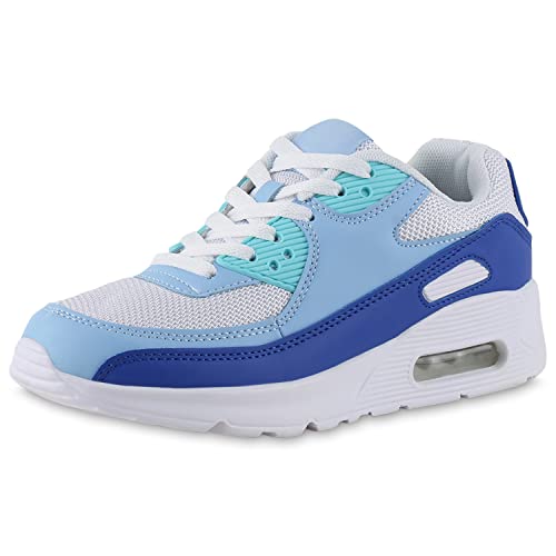Giralin Damen Laufschuhe Bequeme Sportschuhe Sportliche Schnürer Freizeit Schnürschuhe Flache Profilsohle Schuhe 210953 Weiss Blau 37 von Giralin