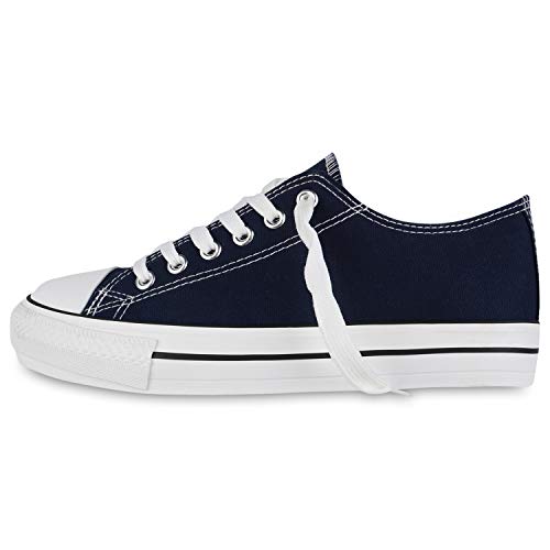 Giralin Damen Plateau Sneaker Canvas Schuhe Schnürer Freizeit Stoffschuhe Turnschuhe Profilsohle Plateauschuhe 179734 Dunkelblau 36 von Giralin