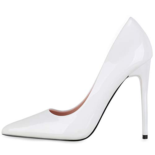 Giralin Damen Pumps High Heels Elegante Lack Schuhe Stiletto Absatzschuhe Spitze Partyschuhe 179759 Weiss 36 von Giralin