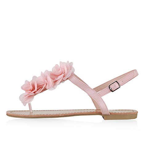 Giralin Damen Sandalen Zehentrenner Blumen Flats Sommerschuhe 135991 Apricot 38 von Giralin