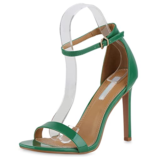 Giralin Damen Sandaletten High Heels Elegant Schuhe Stiletto 209189 Grün Lack 39 von Giralin