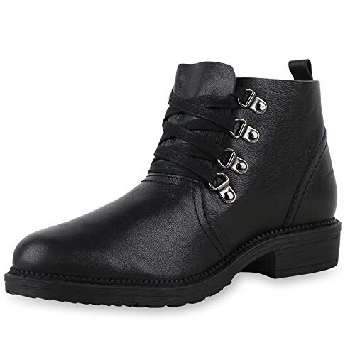 Giralin Damen Schnürstiefeletten Stiefeletten Blockabsatz Schuhe Schnürer 197281 Schwarz 39 von Giralin