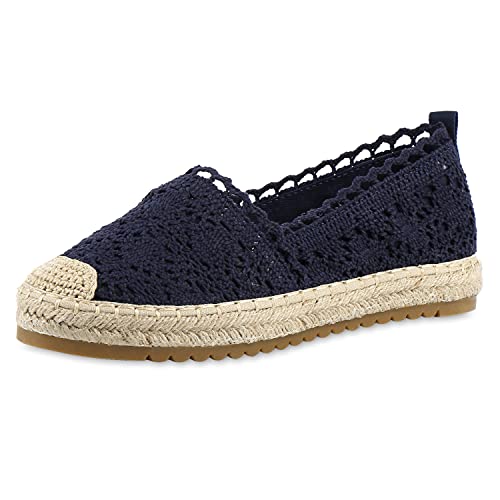 Giralin Damen Slippers Espadrilles Plateau Schuhe Bast Schlupfschuhe Spitze Freizeitschuhe Profilsohle Slip On Sommerschuhe 200946 Dunkelblau 36 von Giralin