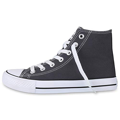 Giralin Damen Sneaker High Basic Canvas Turnschuhe Schnürer Stoff Schuhe Bequeme Freizeitschuhe 173017 Dunkelgrau Lucky 36 von Giralin