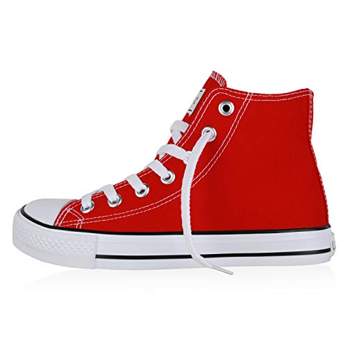 Giralin Damen Sneakers High Top Kult Schuhe Sportschuhe Schnürer 54400 Rot 38 von Giralin