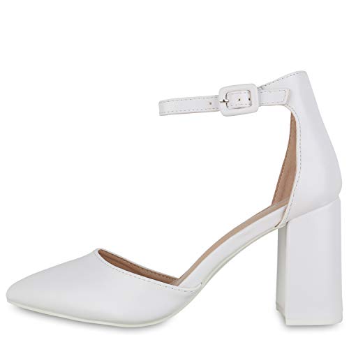 Giralin Damen Spitze Pumps Chunky High Heels Party Schuhe Wildleder-Optik Abendschuhe Elegante Schuhe 179875 Weiss 41 von Giralin