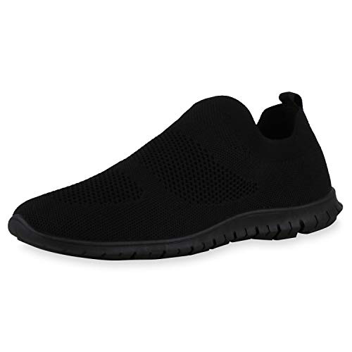 Giralin Damen Sportschuhe Slip Ons Bequeme Schlupfschuhe Strick Stoffschuhe Profilsohle Freizeit Schuhe 198963 Schwarz 37 von Giralin