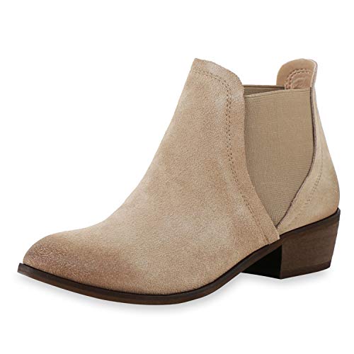 Giralin Damen Stiefeletten Chelsea Boots Schuhe 197274 Beige 38 von Giralin