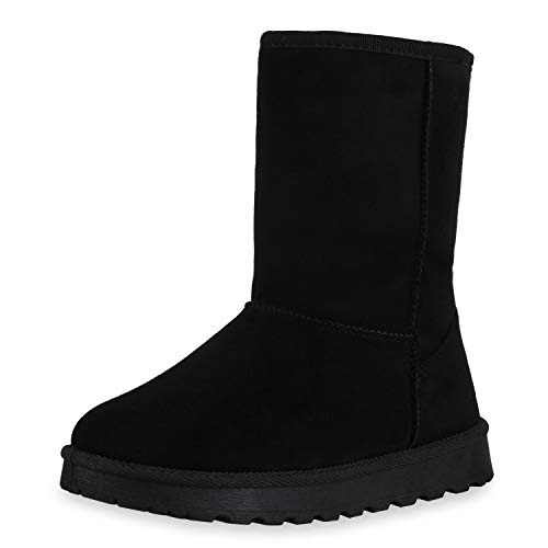 Giralin Damen Warm Gefütterte Schlupfstiefeletten Schuhe Plateau Stiefel Profilsohle Winterschuhe Freizeit Schlupfschuhe 199353 Schwarz 40 von Giralin