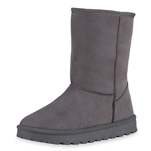 Giralin Damen Warm Gefütterte Schlupfstiefeletten Schuhe Plateau Stiefel Profilsohle Winterschuhe Freizeit Schlupfschuhe 199354 Grau 40 von Giralin